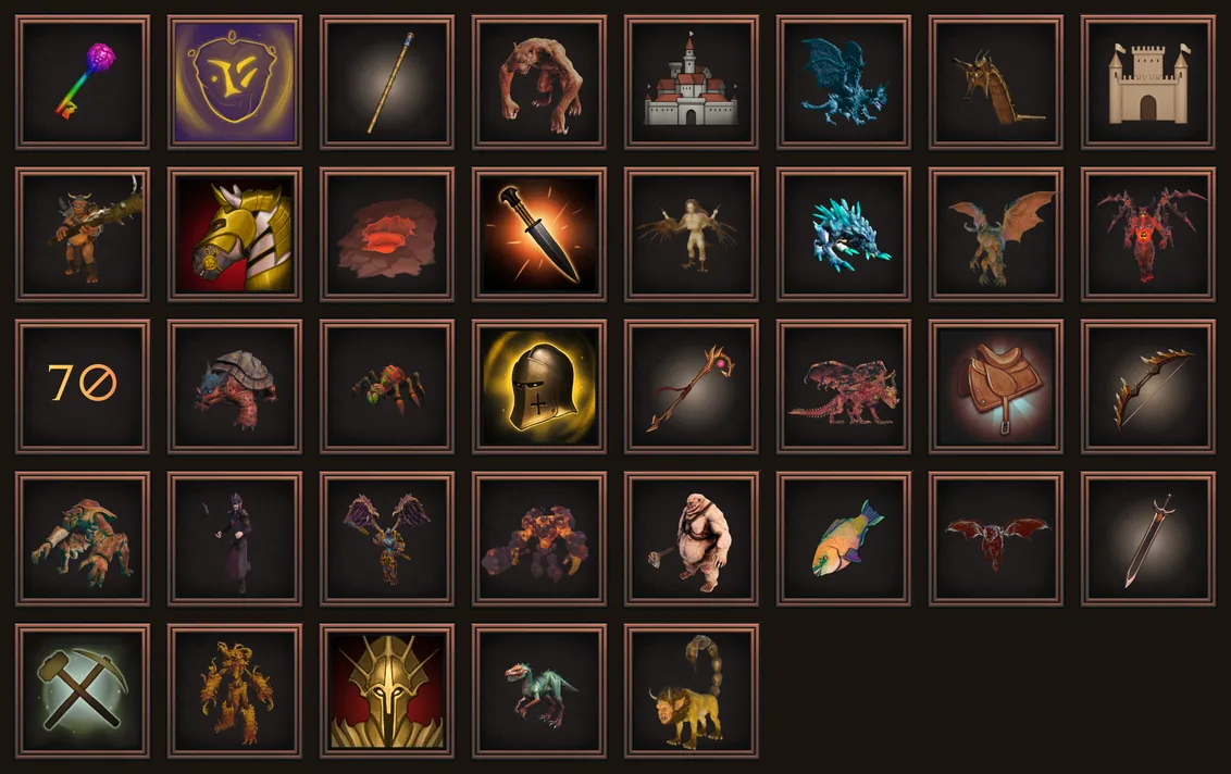 The 37 Deskrawl achievement icons in a Steam grid