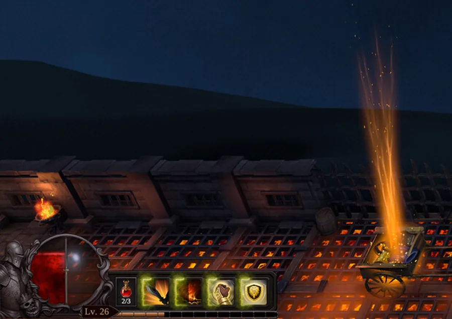 Hotbar showing a red health flask with a charge counter next to the health orb